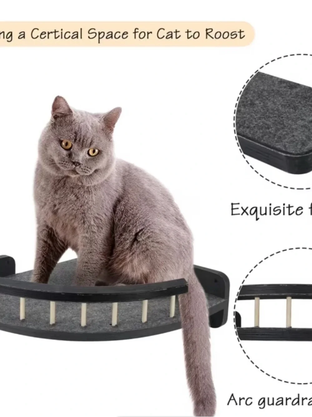 Wall-Mounted Cat Perch and Stepping Shelves in Dark Gray